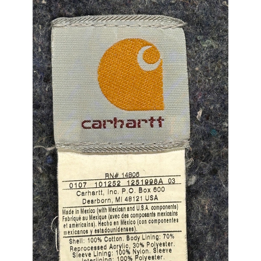Vintage Carhartt C01 BLK Duck Chore Coat Mens 50 Black Blanket Lined Work Jacket - Picture 6 of 7